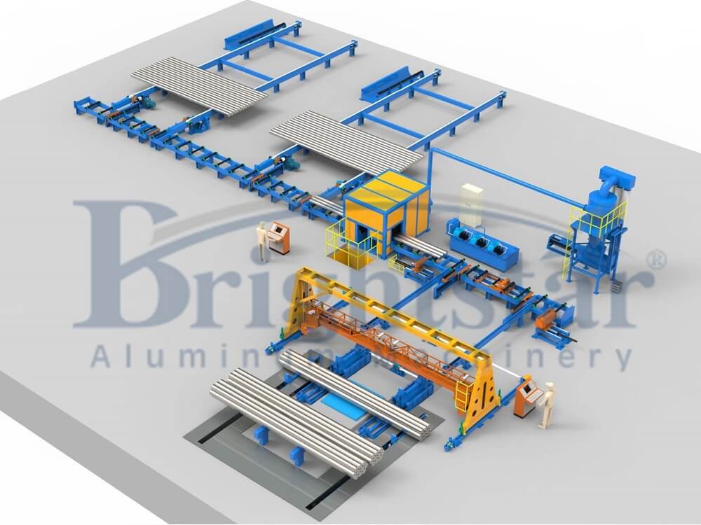 Aluminum billet cutting saw system design for multi billets