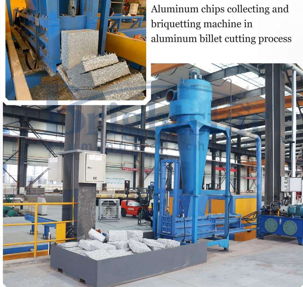 Aluminum chips collecting and briquetting machine