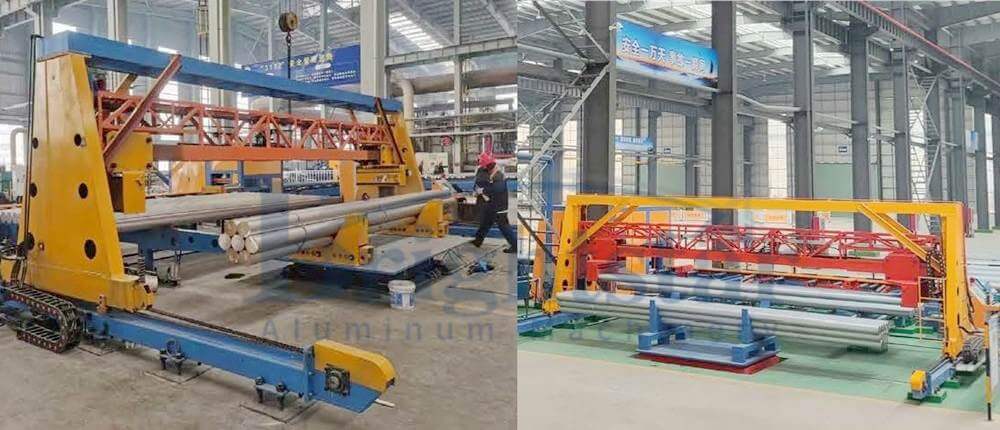 Long length aluminum billet stacking system